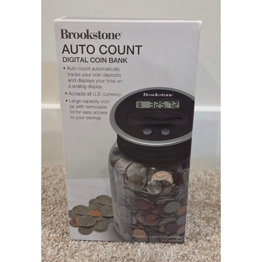 Brookstone auto count digital coin bank